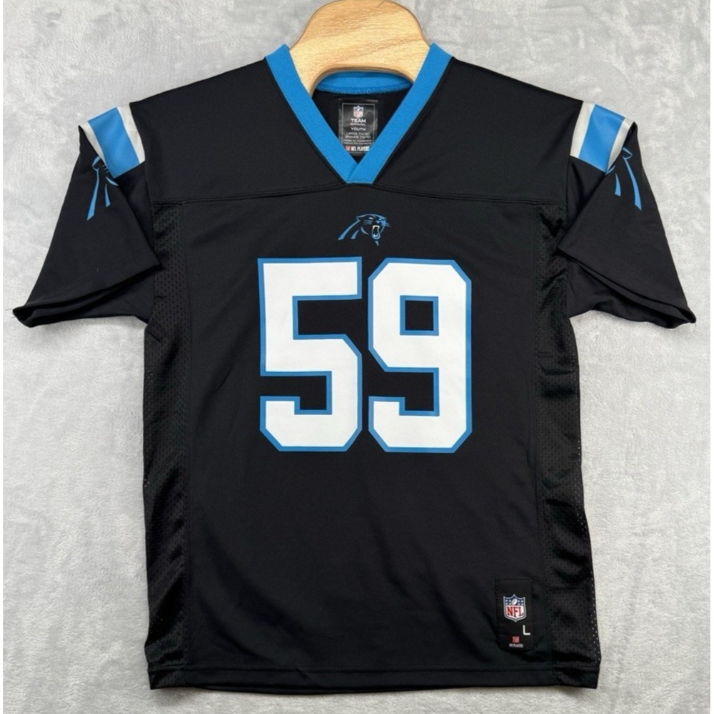 NFL Team Apparel Carolina Panthers Jersey Luke Kuechly 59 Black Youth L 19x27